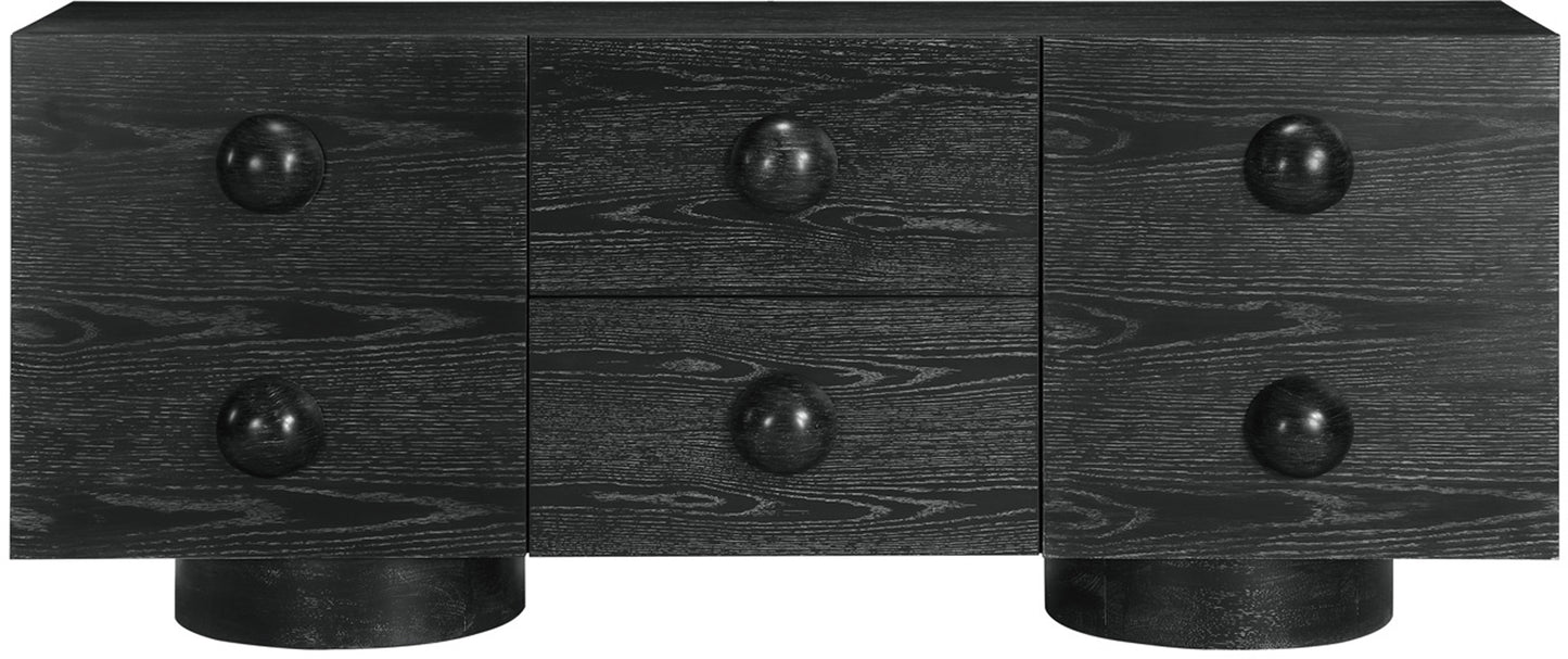 romeo black rubberwood with oak veneer sideboard/buffet