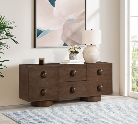 Romeo Brown Rubberwood with Oak Veneer Sideboard/Buffet