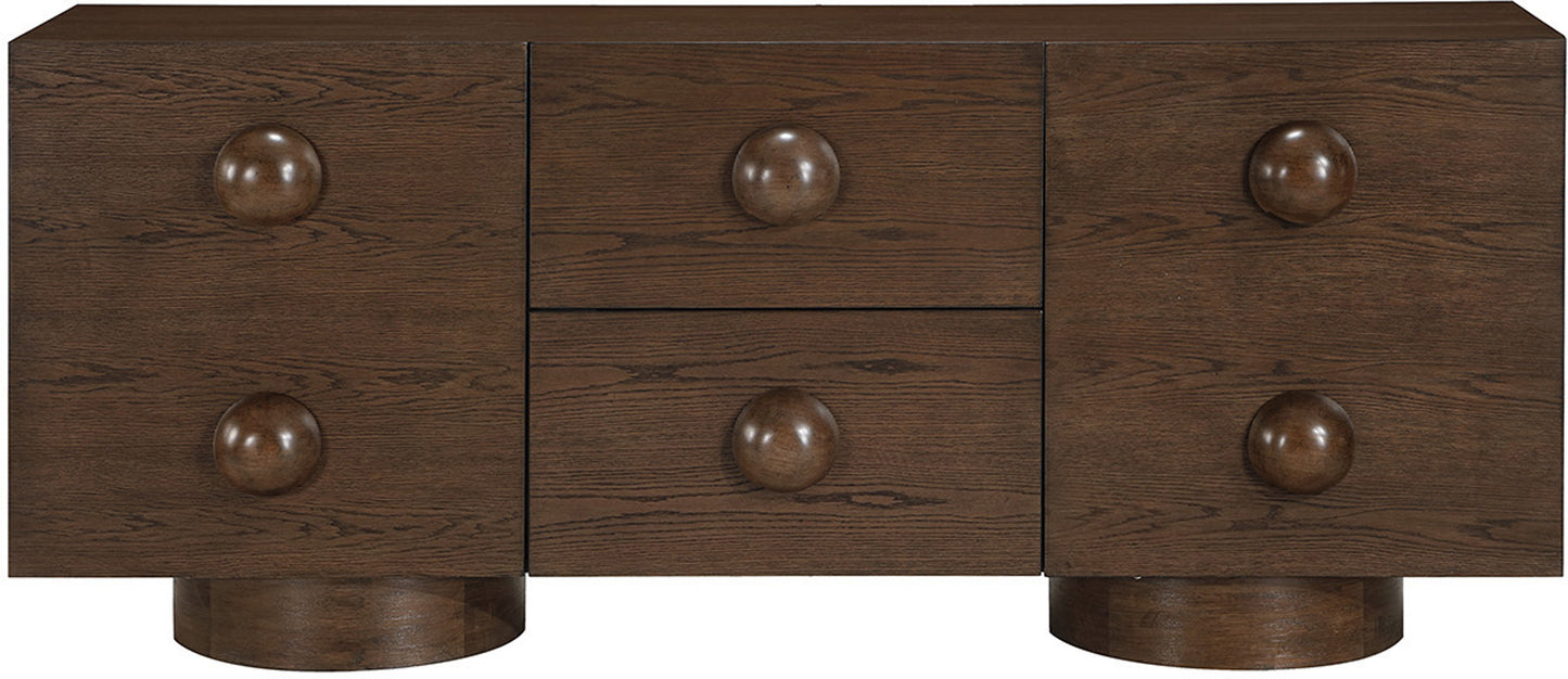 romeo brown rubberwood with oak veneer sideboard/buffet