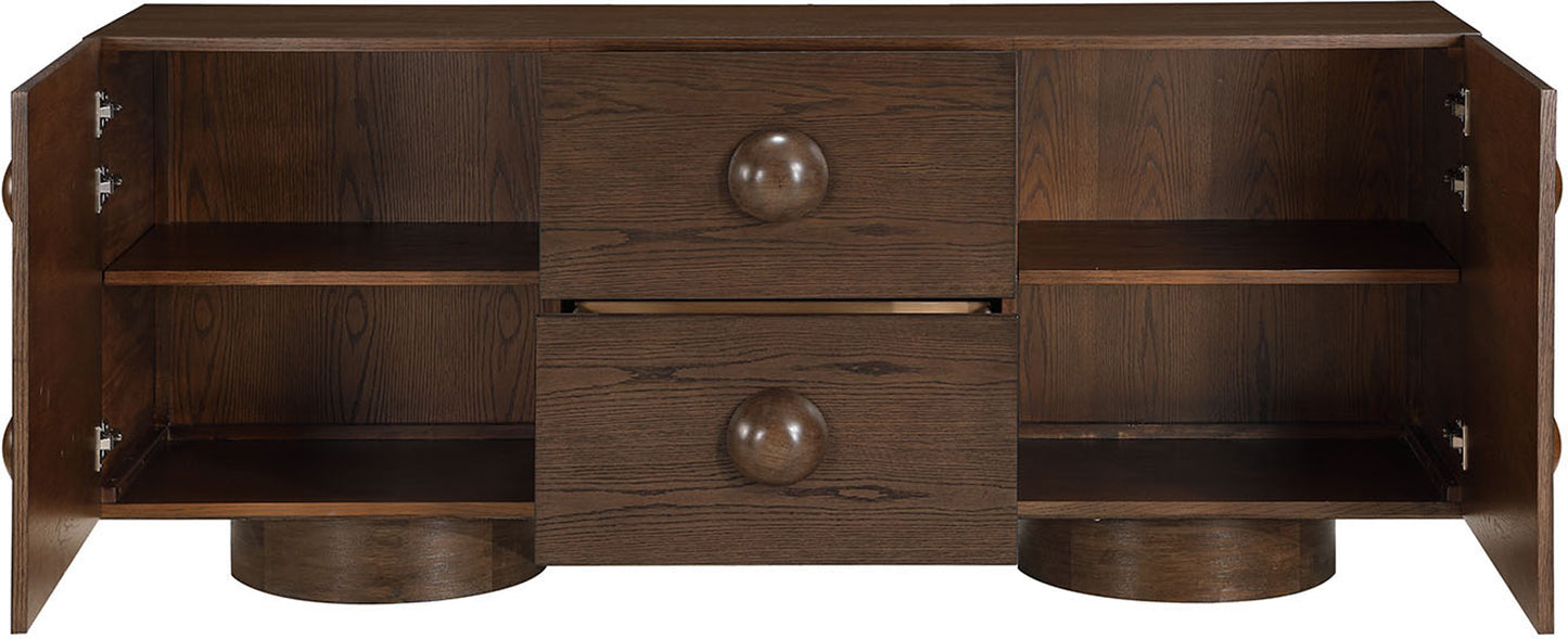 romeo brown rubberwood with oak veneer sideboard/buffet