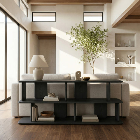 Camden Black Solid Wood And Oak Veneer Media Console, 1 Piece