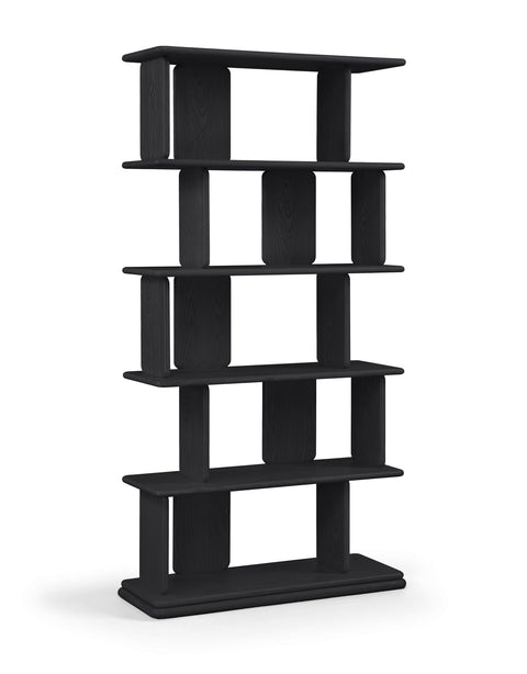 Camden Black Solid Wood And Oak Veneer Bookcase, 1 Piece