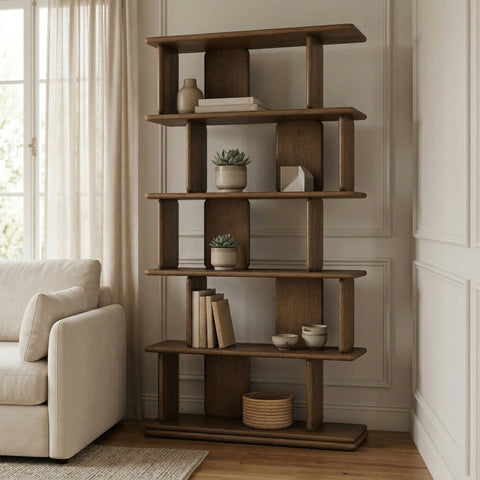 Camden Brown Solid Wood And Oak Veneer Bookcase, 1 Piece