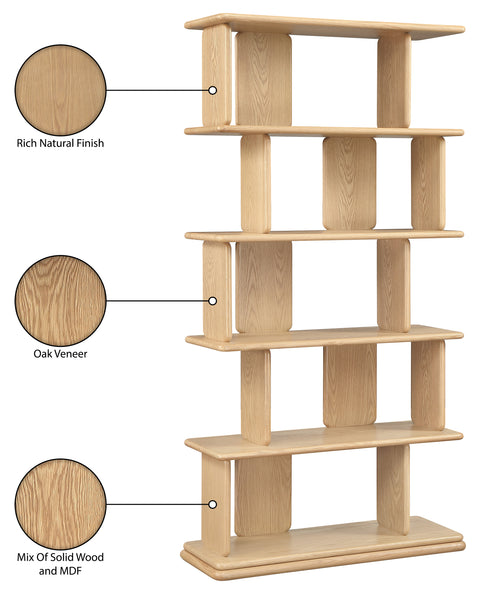 Camden Natural Solid Wood And Oak Veneer Bookcase, 1 Piece
