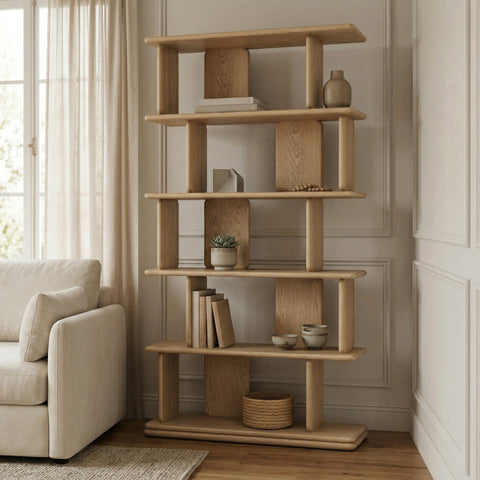 Camden Natural Solid Wood And Oak Veneer Bookcase, 1 Piece
