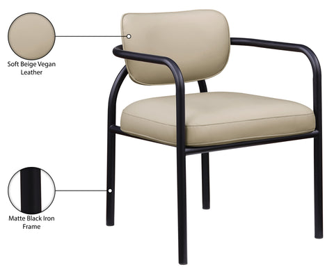Nova Beige Vegan Leather Upholstered Dining Chair, 2-Piece