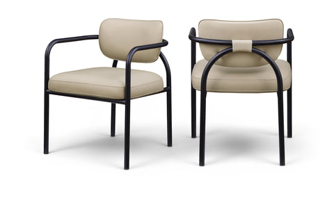 Nova Beige Vegan Leather Upholstered Dining Chair, 2-Piece