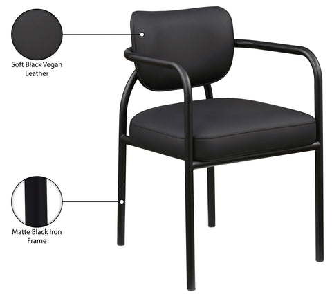 Nova Black Vegan Leather Upholstered Dining Chair, 2-Piece (Style 3)