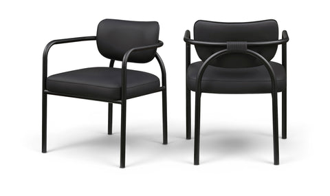 Nova Black Vegan Leather Upholstered Dining Chair, 2-Piece (Style 3)
