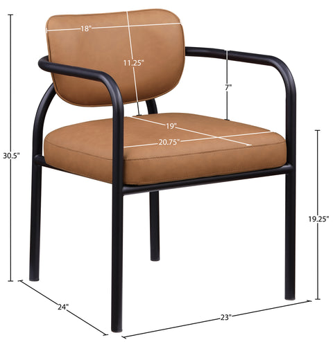 Nova Cognac Vegan Leather Upholstered Dining Chair, 2-Piece