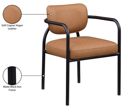 Nova Cognac Vegan Leather Upholstered Dining Chair, 2-Piece