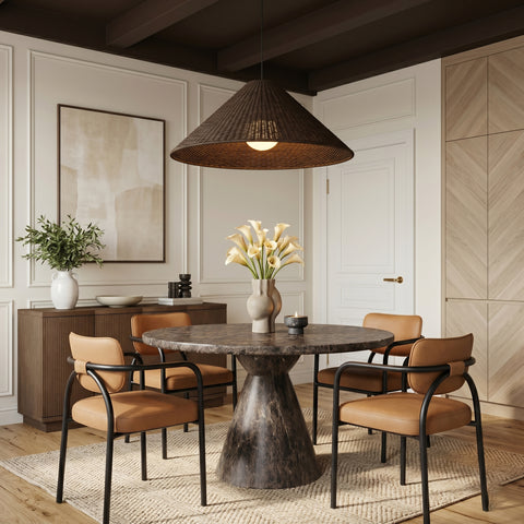 Nova Cognac Vegan Leather Upholstered Dining Chair, 2-Piece