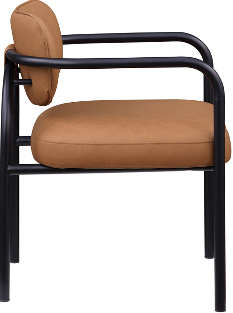 Nova Cognac Vegan Leather Upholstered Dining Chair, 2-Piece