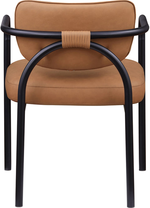 Nova Cognac Vegan Leather Upholstered Dining Chair, 2-Piece