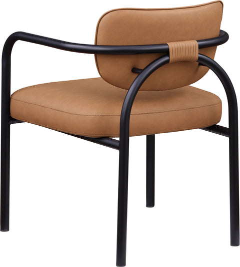 Nova Cognac Vegan Leather Upholstered Dining Chair, 2-Piece