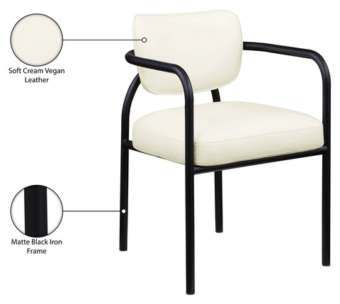 Nova Cream Vegan Leather Upholstered Dining Chair, 2-Piece (Style 3)