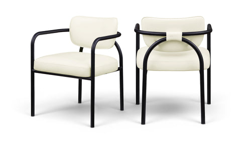 Nova Cream Vegan Leather Upholstered Dining Chair, 2-Piece (Style 3)