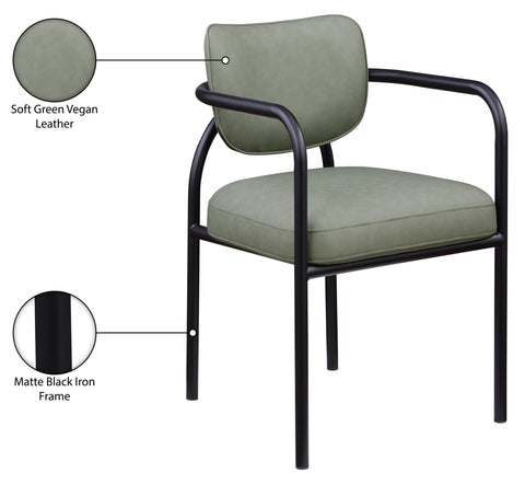 Nova Green Vegan Leather Upholstered Dining Chair, 2-Piece