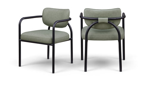 Nova Green Vegan Leather Upholstered Dining Chair, 2-Piece