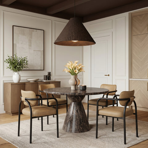 Nova Tan Vegan Leather Upholstered Dining Chair, 2-Piece (Style 2)