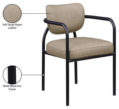 Nova Taupe Vegan Leather Upholstered Dining Chair, 2-Piece
