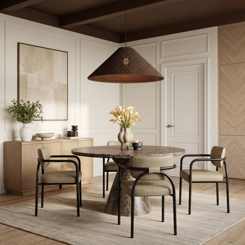 Nova Taupe Vegan Leather Upholstered Dining Chair, 2-Piece