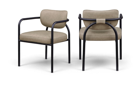 Nova Taupe Vegan Leather Upholstered Dining Chair, 2-Piece