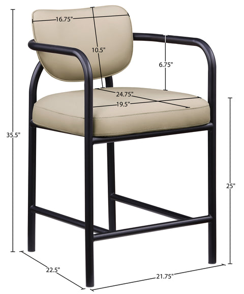 Nova Beige Vegan Leather Upholstered Counter Stool, 1 Piece