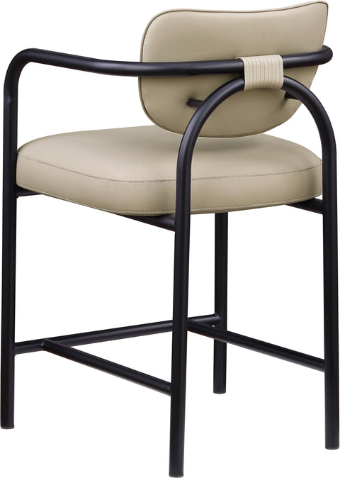 Nova Beige Vegan Leather Upholstered Counter Stool, 1 Piece