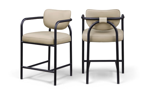 Nova Beige Vegan Leather Upholstered Counter Stool, 1 Piece