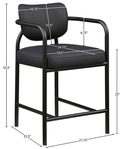 Nova Black Vegan Leather Upholstered Counter Stool, 1 Piece
