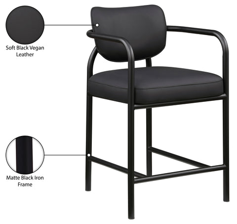Nova Black Vegan Leather Upholstered Counter Stool, 1 Piece