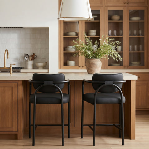 Nova Black Vegan Leather Upholstered Counter Stool, 1 Piece