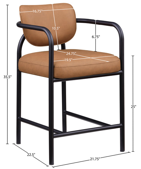 Nova Cognac Vegan Leather Upholstered Counter Stool, 1 Piece
