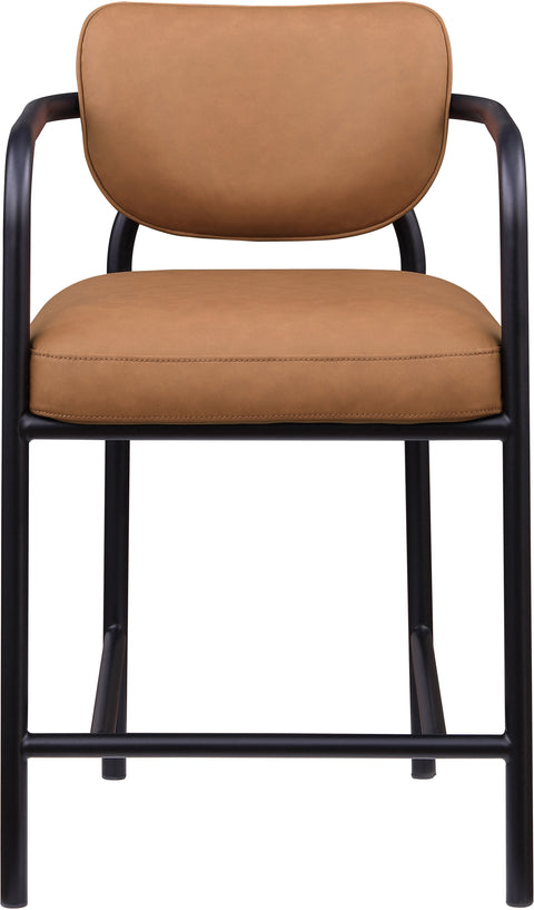 Nova Cognac Vegan Leather Upholstered Counter Stool, 1 Piece