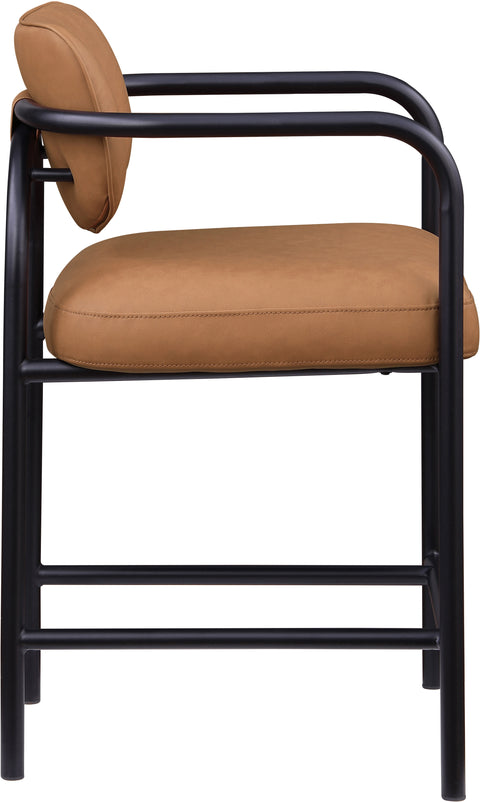 Nova Cognac Vegan Leather Upholstered Counter Stool, 1 Piece