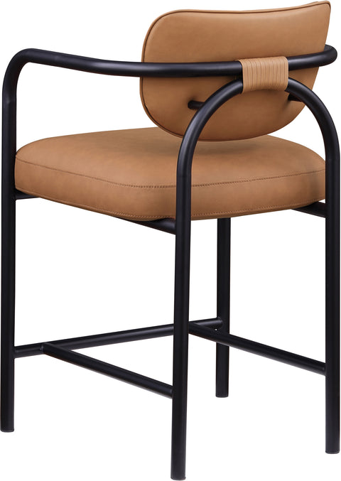 Nova Cognac Vegan Leather Upholstered Counter Stool, 1 Piece