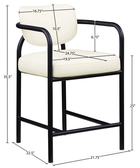 Nova Cream Vegan Leather Upholstered Counter Stool, 1 Piece