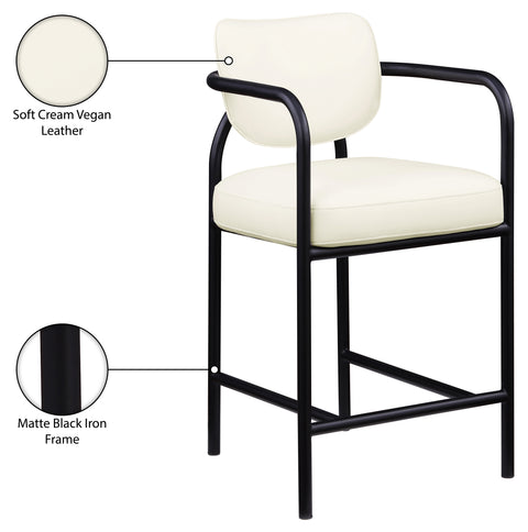 Nova Cream Vegan Leather Upholstered Counter Stool, 1 Piece