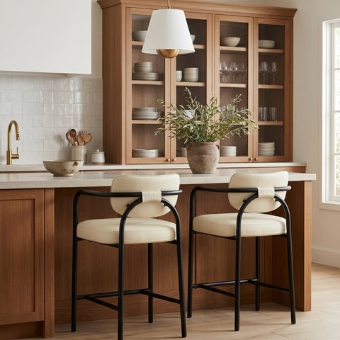 Nova Cream Vegan Leather Upholstered Counter Stool, 1 Piece