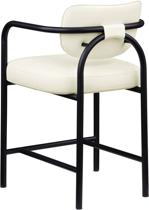 Nova Cream Vegan Leather Upholstered Counter Stool, 1 Piece