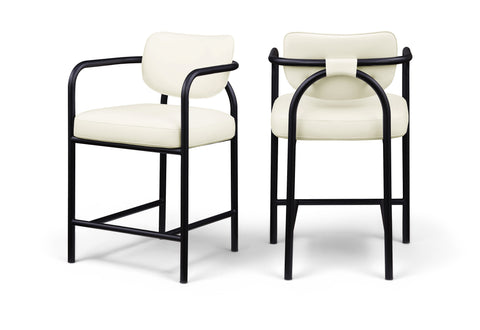 Nova Cream Vegan Leather Upholstered Counter Stool, 1 Piece
