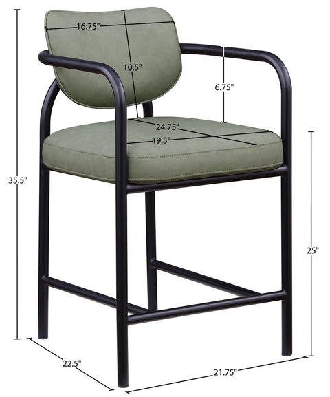 Nova Green Vegan Leather Upholstered Counter Stool, 1 Piece