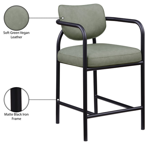 Nova Green Vegan Leather Upholstered Counter Stool, 1 Piece