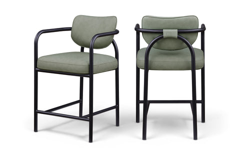 Nova Green Vegan Leather Upholstered Counter Stool, 1 Piece