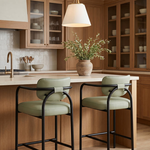 Nova Mint Vegan Leather Upholstered Counter Stool, 1 Piece