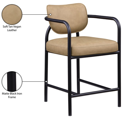 Nova Tan Vegan Leather Upholstered Counter Stool, 1 Piece