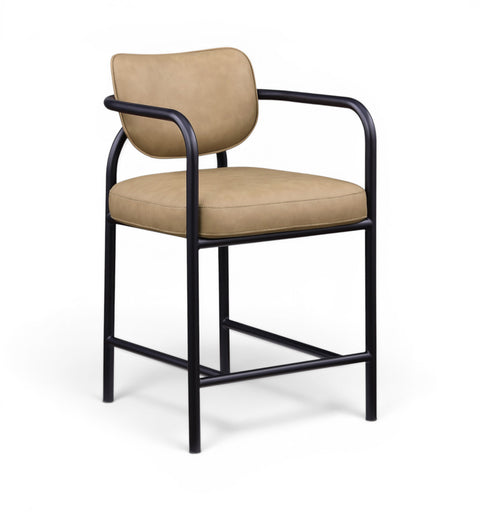 Nova Tan Vegan Leather Upholstered Counter Stool, 1 Piece