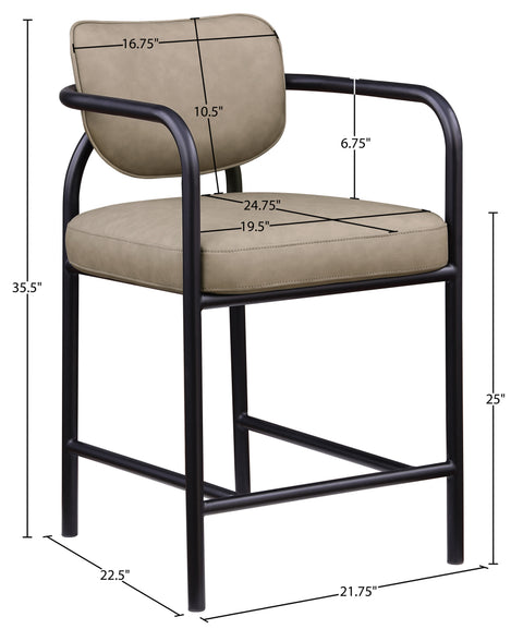 Nova Taupe Vegan Leather Upholstered Counter Stool, 1 Piece