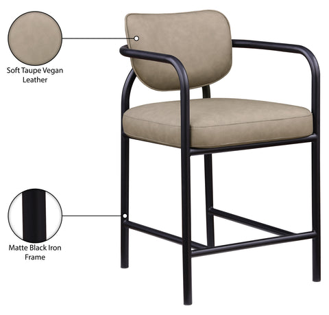 Nova Taupe Vegan Leather Upholstered Counter Stool, 1 Piece
